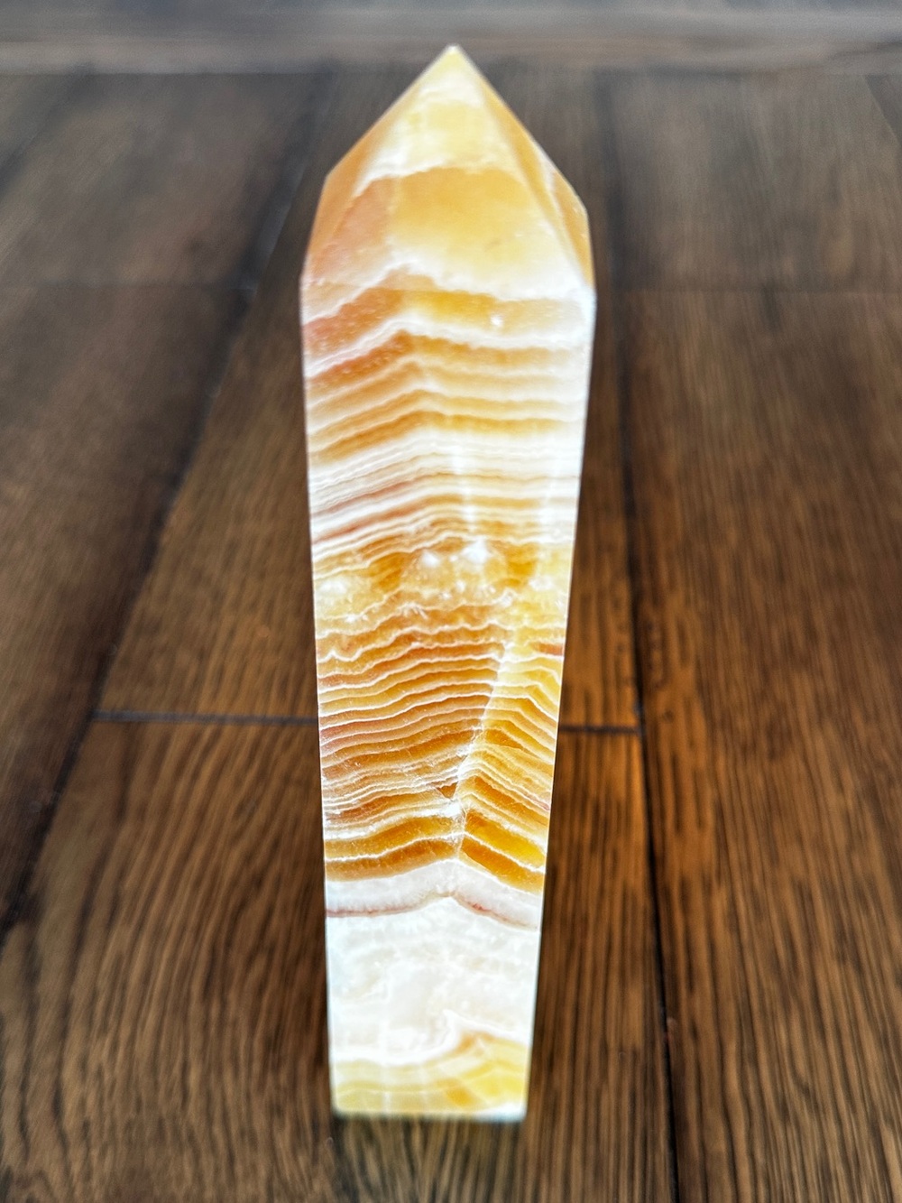 Natural Orange and Cream Banded Calcite Crystal Tower